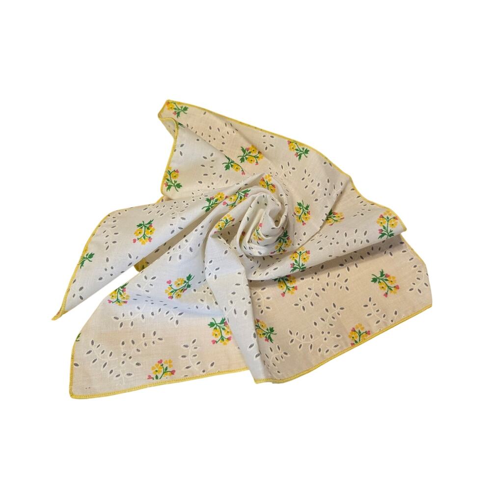 Spring Yellow Floral Cotton Napkins and Placemat Set Garden Party Lunch Cottage